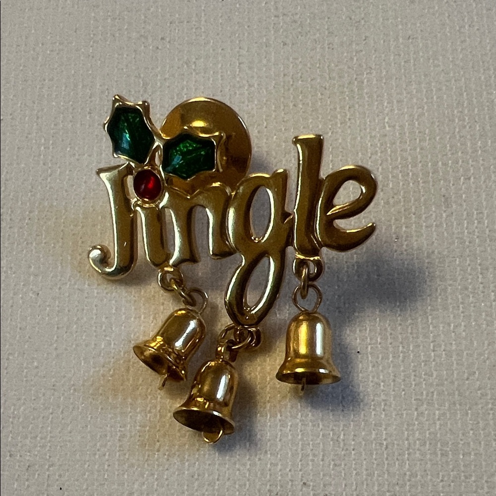 Vintage Avon Gold 'Jingle' Holiday Brooch with Bells